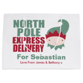 北極表現配信パーソナライズされた小妖精や小人 ラージペーパーバッグ (正面)