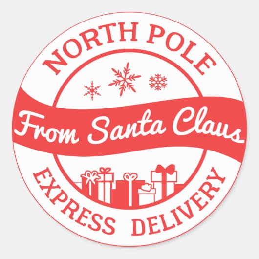 北極赤と白配送ギフトシール ラウンドシール (正面)