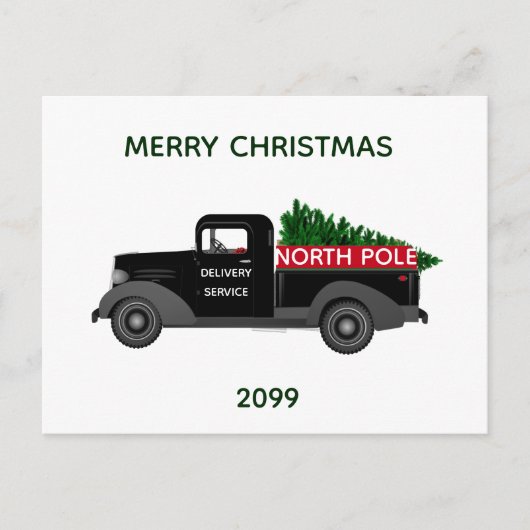 北極配送ヴィンテージトラッククリスマス ポストカード (正面)
