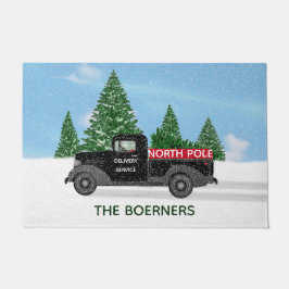 北極配達用ヴィンテージトラッククリスマス ドアマット