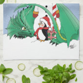 北極雪だるまドラゴンペンギンクリスマス キッチンタオル (折り畳み)