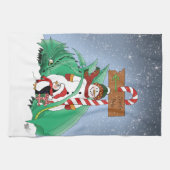 北極雪だるまドラゴンペンギンクリスマス キッチンタオル (横)