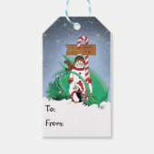 北極雪だるまドラゴンペンギンクリスマス ギフトタグ (正面)