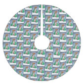 北極雪だるまドラゴンペンギンクリスマス ブラッシュドポリエステルツリースカート (正面)