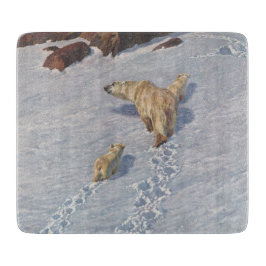 北極雪の北極熊の家族 カッティングボード