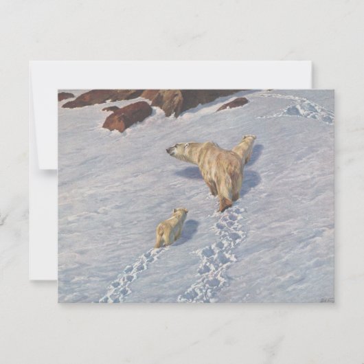 北極雪の北極熊の家族 カード (正面)