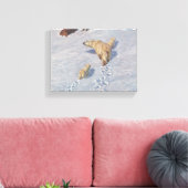 北極雪の北極熊の家族 キャンバスプリント (インサイチュ (リビング))