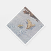 北極雪の北極熊の家族 スタンダードランチョンナプキン (角)