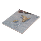 北極雪の北極熊の家族 タイル (側面)