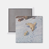 北極雪の北極熊の家族 マグネット (正面/裏面)