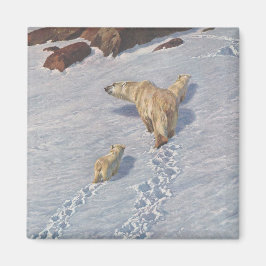 北極雪の北極熊の家族 マグネット