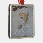 北極雪の北極熊の家族 メタルオーナメント (右)