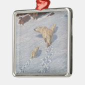 北極雪の北極熊の家族 メタルオーナメント (左)
