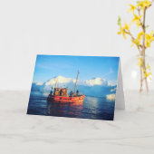 北極魚釣りグリーティングカード カード (黄色い花)