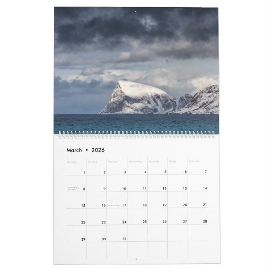 北極2026 カレンダー (3月 2026)