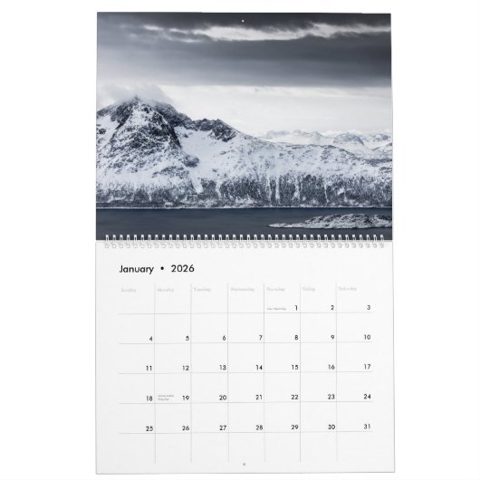 北極2026 カレンダー (1月 2026)