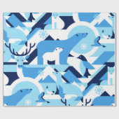 北極、極星の動物 – 抽象芸術型、海 ラッピングペーパー (フラット)