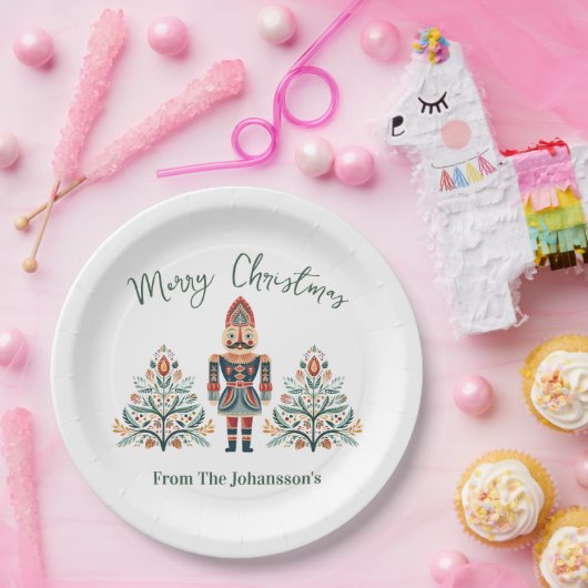 北欧くるみ割り名前をカスタムするクリスマス ペーパープレート (パーティー)