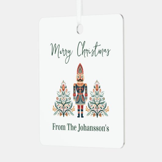 北欧くるみ割り名前をカスタムするクリスマス メタルオーナメント (正面左)