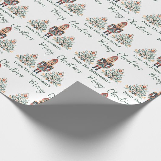 北欧くるみ割り名前をカスタムするクリスマス ラッピングペーパー (角)