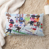 北欧にスキーラブラドールの絵を描くこと ランバークッション (ブランケット)