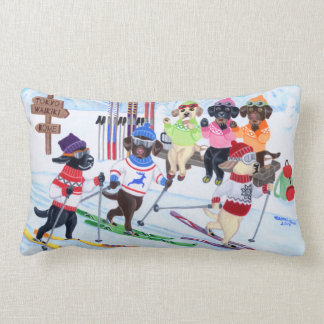 北欧にスキーラブラドールの絵を描くこと ランバークッション