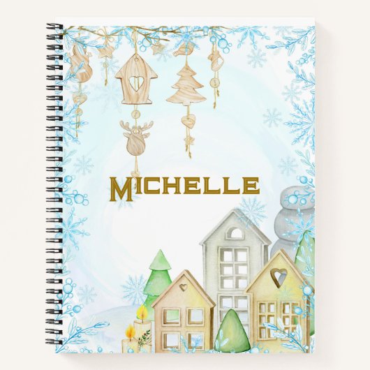 北欧のインスパイアノート。編集可能な名前 ノートブック (正面)