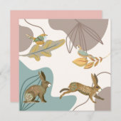 北欧のウサギ空白のと鳥 ノートカード (正面/裏面)