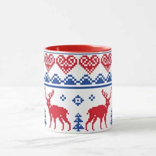 北欧のクリスマスのトナカイパターン マグカップ (中央)