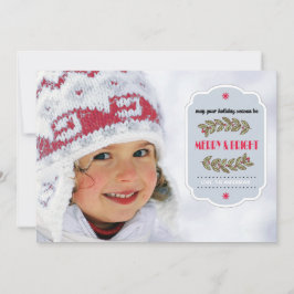 北欧のスノーフレーク模様クリスマスフォトカード シーズンカード