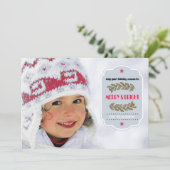 北欧のスノーフレーク模様クリスマスフォトカード シーズンカード (スタンド正面)