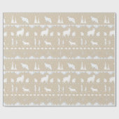 北欧のセーターカーキベージュホワイトウィンターアニマルズ ラッピングペーパー (フラット)