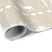 北欧のセーターカーキベージュホワイトウィンターアニマルズ ラッピングペーパー (ロールコーナー)