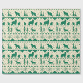 北欧のセーターグリーン冬の動物クリーミーベージュ ラッピングペーパー (フラット)