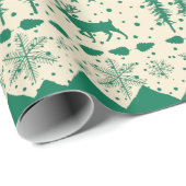 北欧のセーターグリーン冬の動物クリーミーベージュ ラッピングペーパー (ロールコーナー)