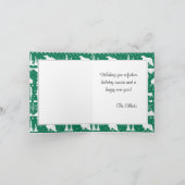 北欧のセーターフォレストグリーンと白い冬の動物 シーズンカード (内部)