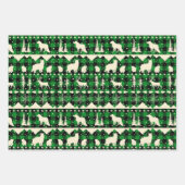 北欧のセーターベージュグリーンプライド冬の動物 ラッピングペーパーシート (正面)