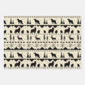 北欧のセーターベージュブラックウィンターアニマルズ ラッピングペーパーシート (正面3)