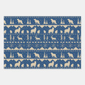北欧のセーターベージュブルーホワイトウィンター動物 ラッピングペーパーシート (正面2)