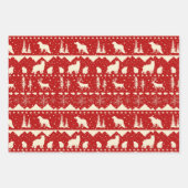 北欧のセーターベージュレッドプライド冬の動物 ラッピングペーパーシート (正面3)