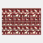北欧のセーターベージュレッドプライド冬の動物 ラッピングペーパーシート (正面)