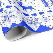 北欧のセーター白王室のと青の冬の動物 ラッピングペーパー (ロールコーナー)