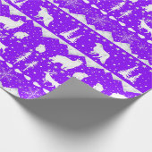 北欧のセーター紫と白の冬の動物 ラッピングペーパー (角)