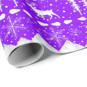 北欧のセーター紫と白の冬の動物 ラッピングペーパー (ロールコーナー)