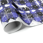 北欧のセーター紫のバッファロープレイド冬季動物 ラッピングペーパー (ロールコーナー)