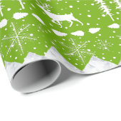 北欧のセーター黄色と白の冬動物 ラッピングペーパー (ロールコーナー)