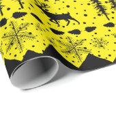 北欧のセーター黄色と黒の冬の動物 ラッピングペーパー (ロールコーナー)