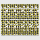 北欧のセーター黄色のバッファロープレイド冬季動物 ラッピングペーパー (フラット)