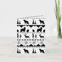 北欧のセーター黒と白の冬動物 シーズンカード