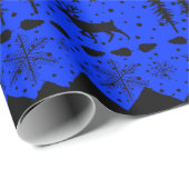 北欧のセーター黒と青の冬の動物 ラッピングペーパー (ロールコーナー)